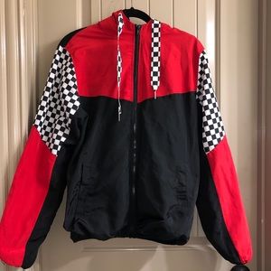 (2 FOR $30) Oversized BLCK/RED Checkered Jacket